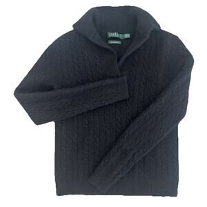 Lauren Ralph Lauren 100% Cashmere Collared Women’s Sweater Black Size M